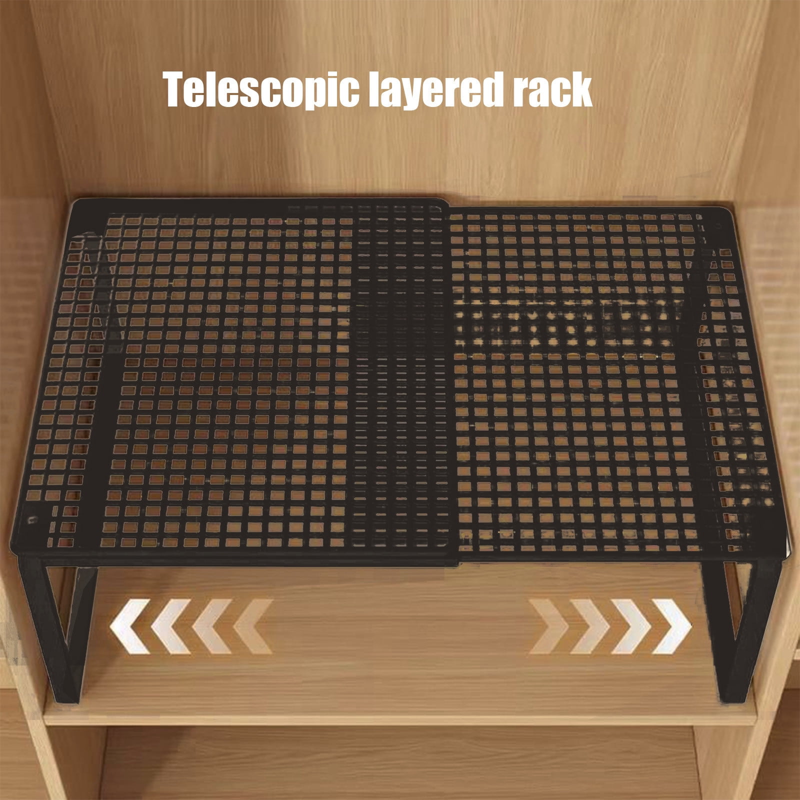 Expandable Cabinet Shelf, Stackable Metal Organizer Rack for Kitchen, Bathroom, Pantry, Countertop and Wardrobe Storage