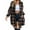 001 Brown, variant on Hvot&aat Women Autunm And Winter Plaid Printed Long Sleeve Tops Turn-down Collar Suit Cardigan Woolen Coat With Pocket