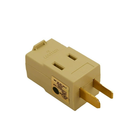 Leviton 531-I Non-Grounding Cube Adapter, 125 V, 15 A, 3 Outlet, Ivory