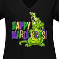 thumbnail image 4 of Inktastic Happy Mardi Gras Big and Little Alligators with Beads Women's Plus Size V-Neck T-Shirt, 4 of 5