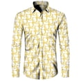 thumbnail image 5 of Camisas de moda para hombre, divertidas camisetas con estampado de letras, solapa con botones, cárdigan informal de manga corta y larga, ropa de calle de hip hop, camisa, 5 of 5