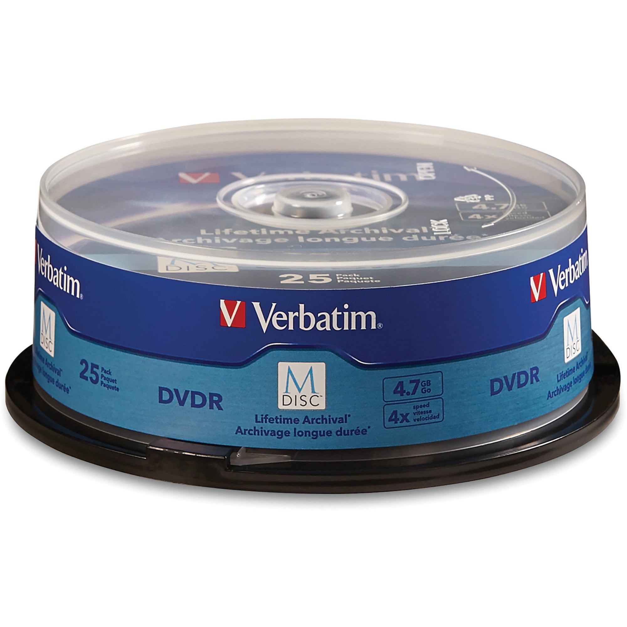 Verbatim M DISC BD-R 25GB 4X with Branded Surface Blank Blu-Ray Recordable  Media – 25pk Spindle,Blue