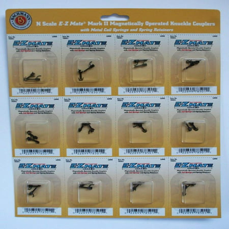 E - Z Mate Mark II Magnetic Knuckle Couplers with Metal Coil Spring - Long (12 Coupler pairs per card) - N Scale,Walmartpatible with all magnetically.., By Bachmann (Best N Scale Couplers)