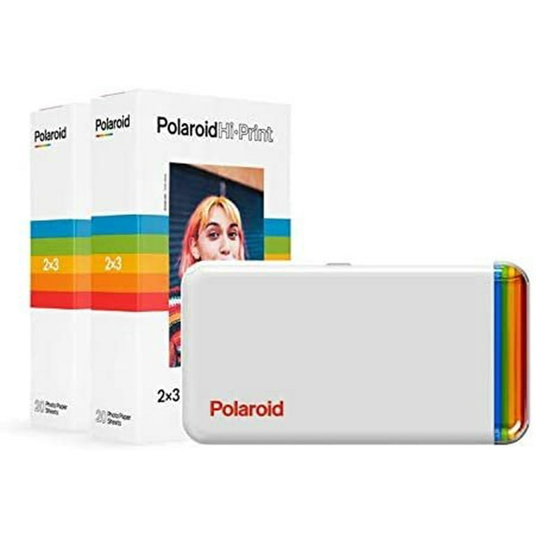 Polaroid Hi-Print - Bluetooth Connected 2x3 Pocket Phone Photo Printer with 2 Polaroid HiPrint 2x3 Paper Cartridges (40 Sheets) and Microfiber Cloth
