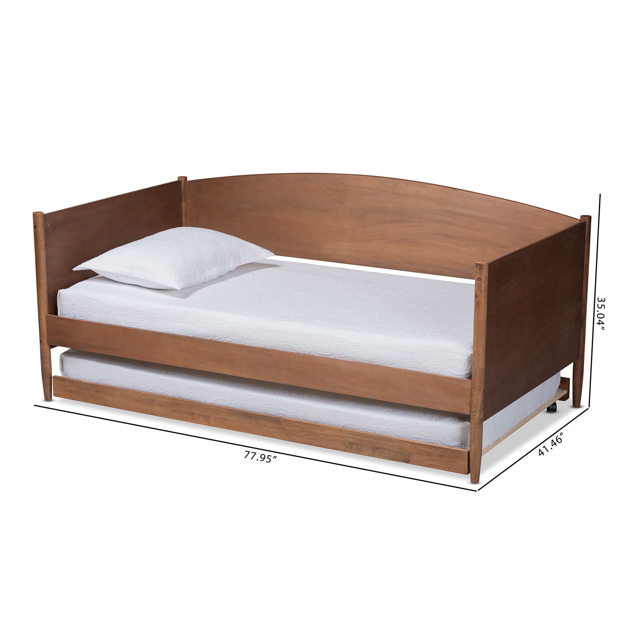 Baxton Studio Veles MidCentury Modern Ash Wanut Finished Wood Daybed with Trundle