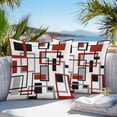 thumbnail image 3 of Throw Pillow Covers 26x26 Inch Set of 2, Red Black Grey Geometric Waterproof Outdoor Pillow Covers, Middle Century Modern Abstract Art Decorative Cushion Pillowcases for Couch, Sofa, Bed, Patio, 3 of 9