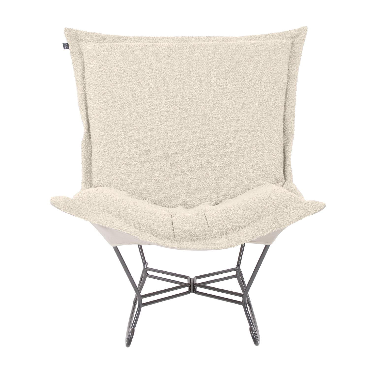 Scroll Puff Rocker Titanium- Barbet Natural/Natural