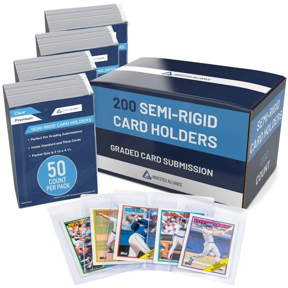 Semi Rigid Card Holder (200 Count) | PSA Graded Card Sleeves, PSA Card Holder, PSA Sleeves, PSA Card Sleeves, Sleeve Saver SGC Slab Sleeves, #1 Hard Sleeves for Cards Grading Submission BGS, CSG.