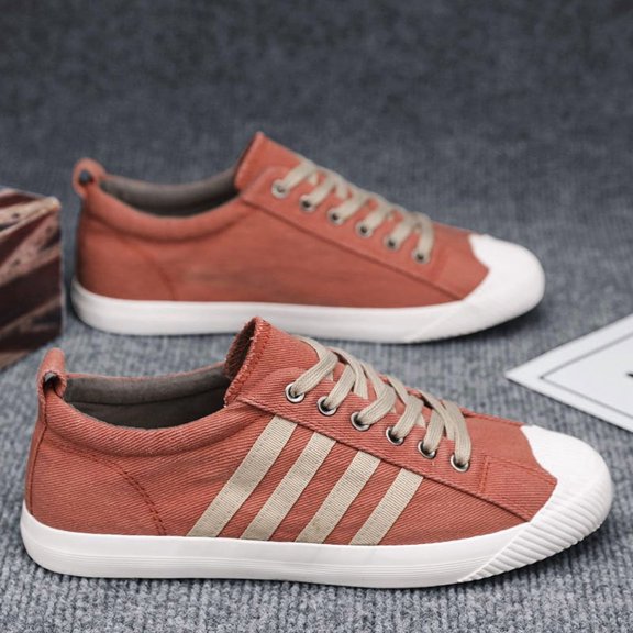 Men'S Low-Top Lace-Up Canvas Sneakers, Stylish And Comfortable Walking Shoes That Are Breathable And Perfect for Casual Wear