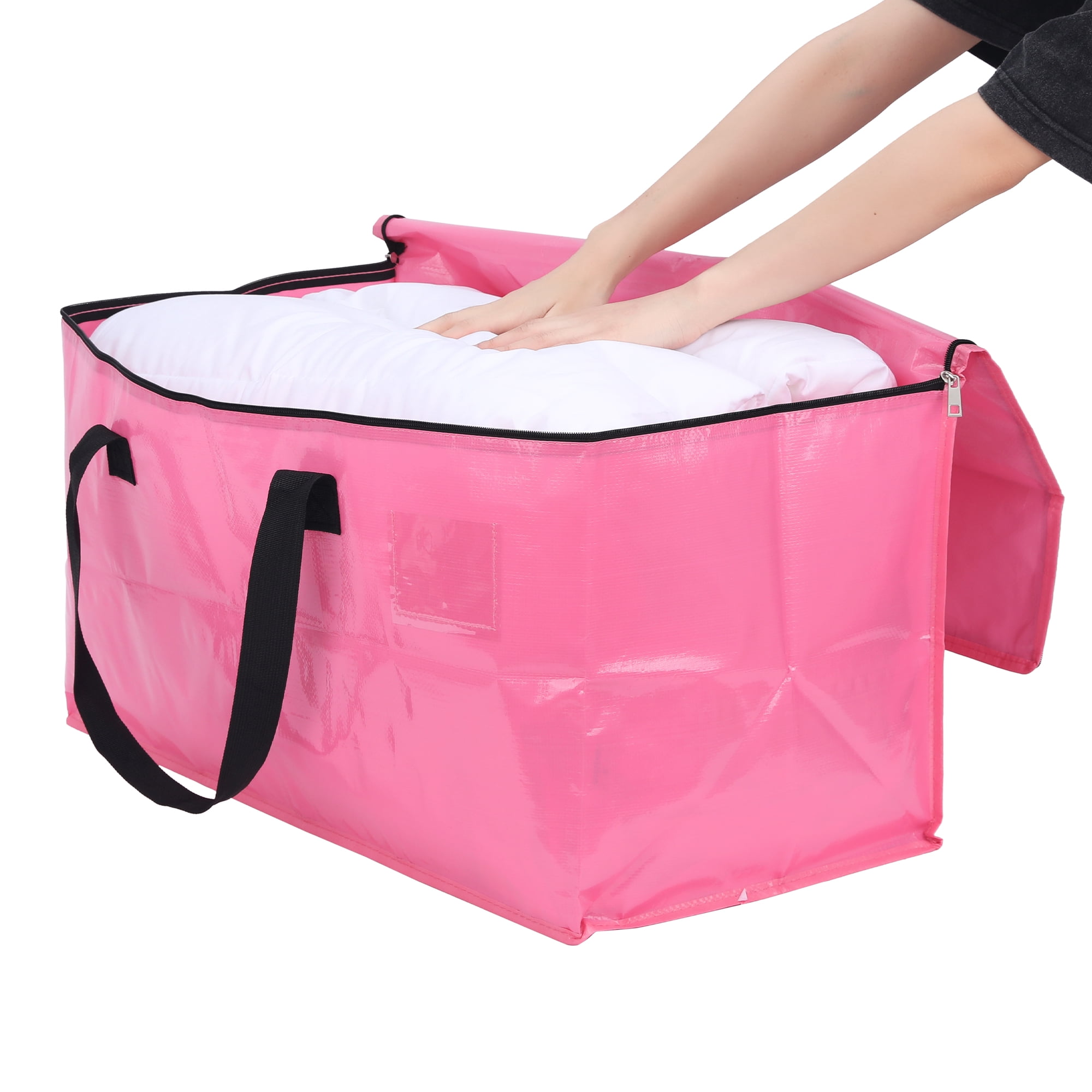 Unique Bargains 4 Packs Clothes Storage Bags Moving Bags Pink 27*14*14in