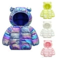 thumbnail image 1 of 1-6Y Toddler Baby Boys Girls Bear Light Down Jacket Coat Winter Warm Dazzle Color Hooded Jacket Outwear Clothes, 1 of 4