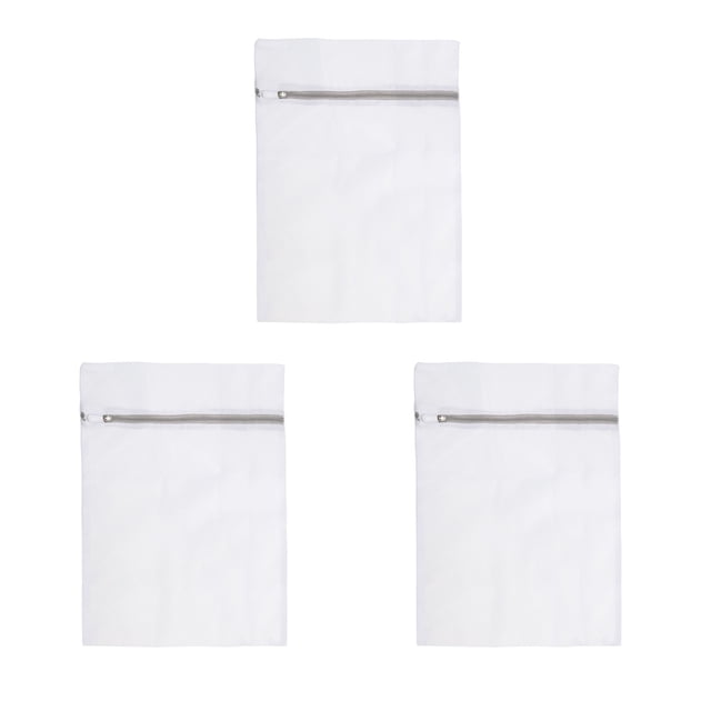Bolsa de Lavado Malla Unique Bargains Lavado Limpieza Bolsa Cremallera Ropa Zapatos 30x40mm para Lavadora Paquete de 3