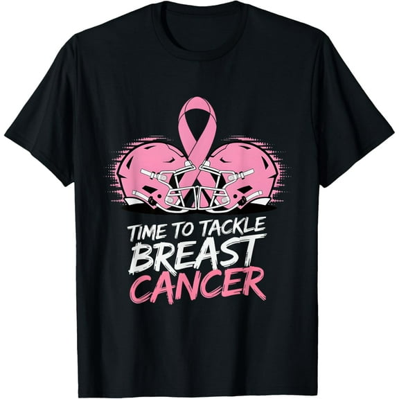 Tackle Football Breast Cancer Awareness Pink Ribbon Boys Kid T-Shirt