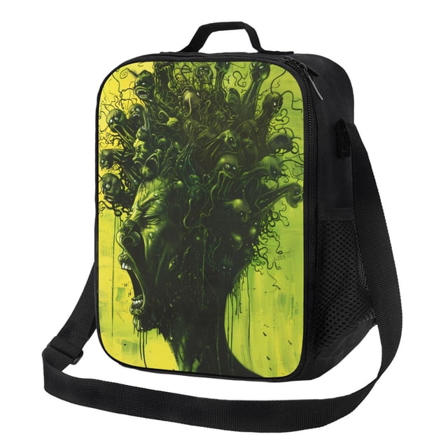 Balery Screaming Horror Art Caja de Almuerzo y Bolsa de Almuerzo para Hombres y Mujeres, Bolsa de Almuerzo Reutilizable con Gran Capacidad, Bolsa de Almuerzo Aislada