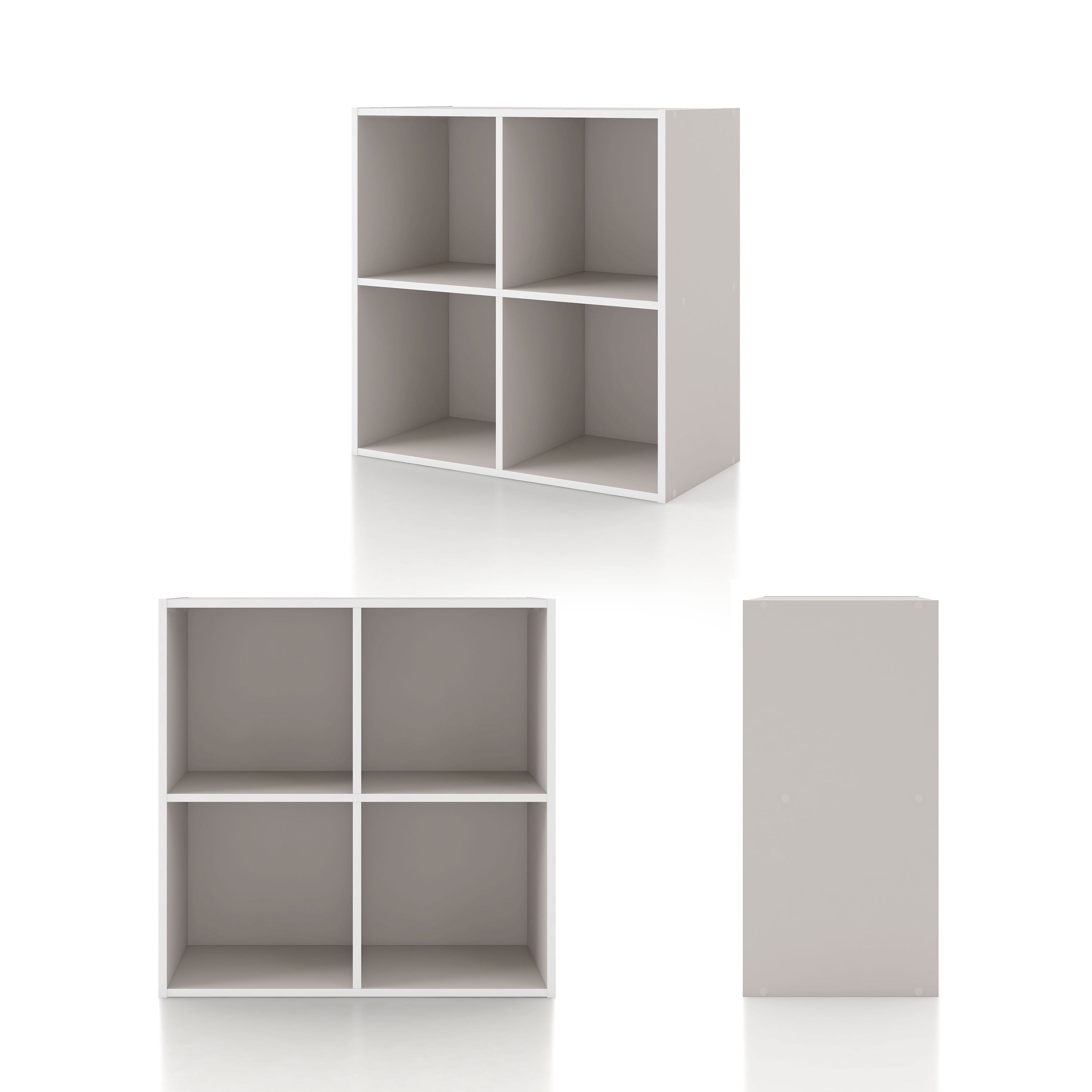 24/7 Shop At Home Join Stackable 4-Cube Taupe Grey Bookcase