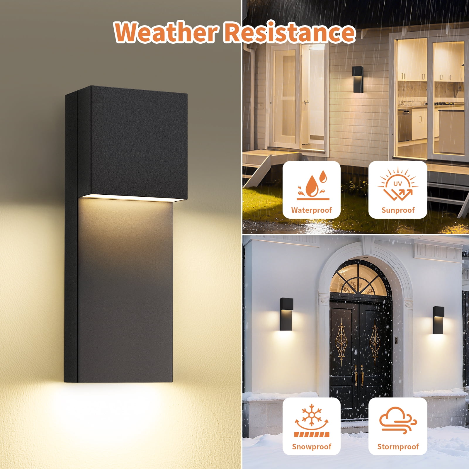 LED Outdoor Wall Sconce Modern Exterior Lighting Fixtures, Matte Black Outdoor Front Porch Lights LED Outside Wall Mount Lights for House, Hallway, Warm White 3000K, 1 Pack