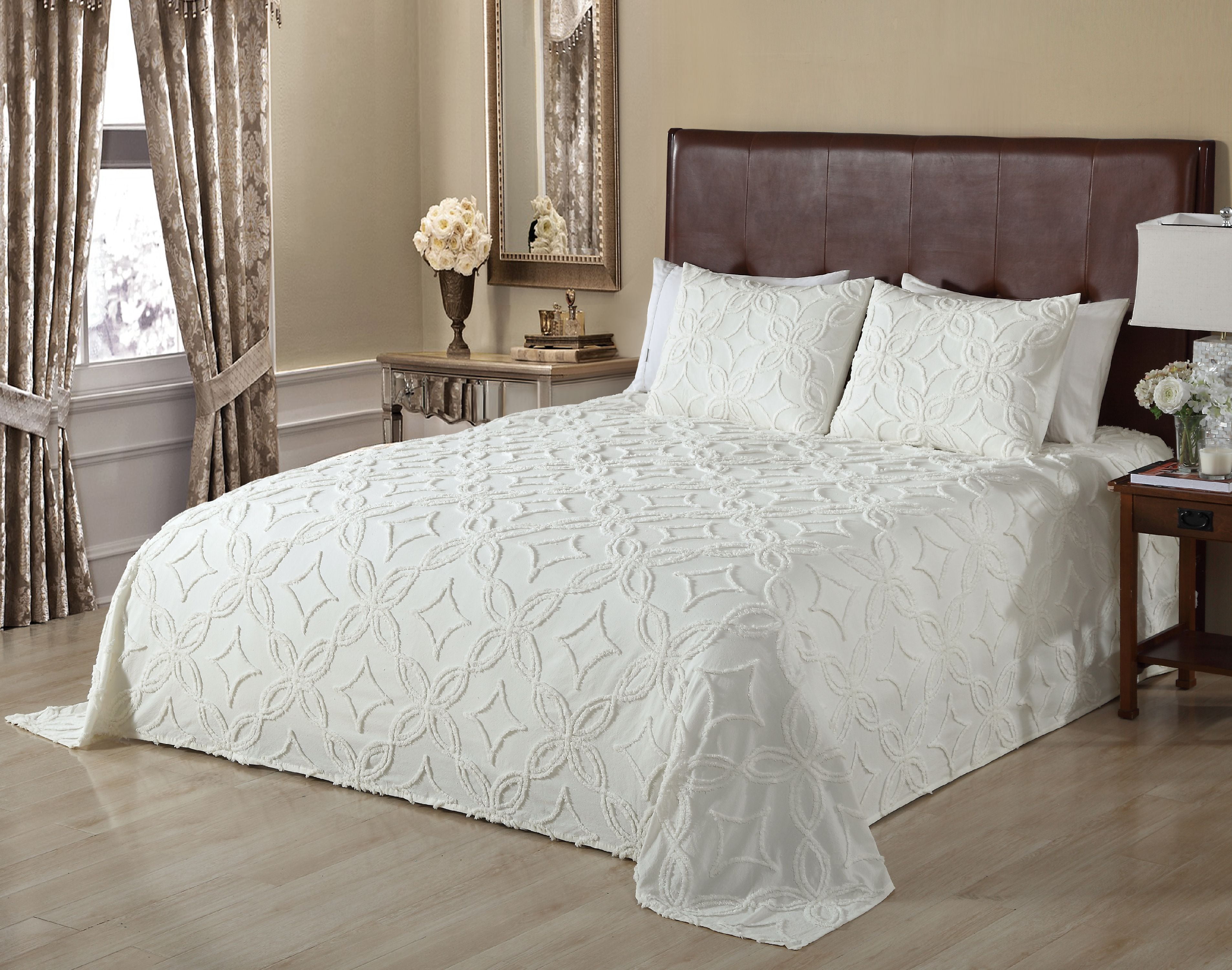 Oman Chenille Bedspread Queen Ivory - Walmart.com