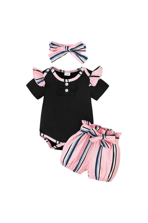 Short Sleeve Onesies Girl Baby Onsies Solid Baby Bodysuit Romper Blank for Girls Baby Girl Onesies(Black,0-3 Months)