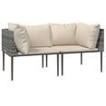 thumbnail image 3 of vidaXL Patio Corner Sofas with Cushions 2 pcs Gray Poly Rattan, 3 of 7