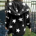 thumbnail image 5 of jsaierl Women's Fashion Casual Hooded Pocket Five-pointed Star Cardigan Plush Stitching Jacket Coat, 5 of 6