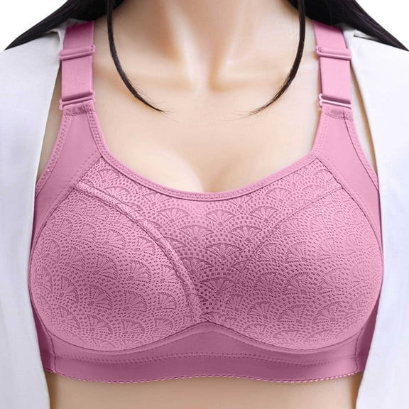 Arlun,Sports Bras Women's Plus Size Smooth Mesh Breathable Bras Lightweight Comfort Adjustable Wide Strap Soft Seamless Splicing Thin Bras for Old Women Purple 46