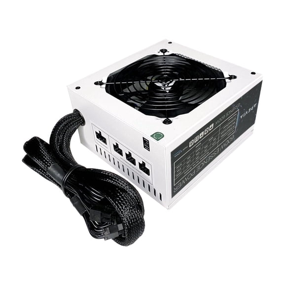 Apevia ATX-ES600-WH Essence 600W ATX Semi-Modular Gaming Power Supply with Auto-Thermally Controlled 120mm Black Fan, 115/230V Switch, All Protections, White