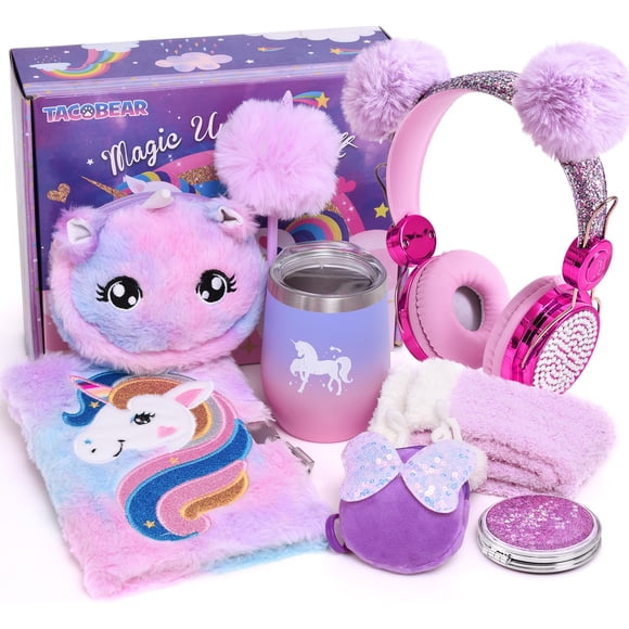 Set de regalo Tacobear Unicorn para niñas de 6 a 10 años con auriculares