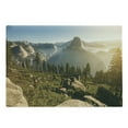 thumbnail image 1 of Yosemite Cutting Board, Yosemite Valley and Half Dome in Foggy Morning During Romantic Sunrise Scenery, Decorative Tempered Glass Cutting and Serving Board, Large Size, Green Beige, by Ambesonne, 1 of 1