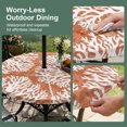 thumbnail image 5 of Round Outdoor Tablecloth with Umbrella Hole and Zipper, Orange Coastal Coral Tablecloth with Elastic Waterproof, Summer Nautical Sea Beach Ocean Patio Table Covers for 55" - 60" Picnic Pool Tables, 5 of 9