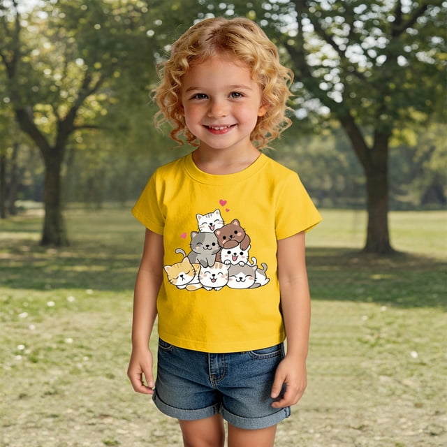 Chandail Garçons Col Rond Enfants Manches Courtes Chandails pour Garçons Fille Tenues d'Été Filles Chandails 3T