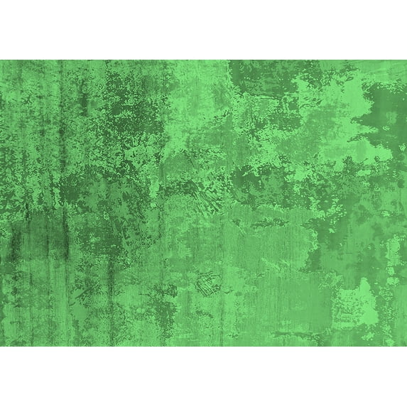 Ahgly Company Indoor Rectangle Oriental Emerald Green Industrial Area Rugs, 3' x 5'
