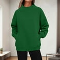 thumbnail image 2 of Fiaer Women Pullover Sweatshirts Oversized Long Sleeve Crew Neck Baggy Solid Color Casual Trendy Pocket Tops for Daily Green M, 2 of 5