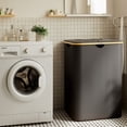 thumbnail image 6 of Tooloton Double Laundry Hamper 2 Section with Lid and Removable Bags, 160L Collapsible Clothes Basket with Bamboo Handles, Black, 1 Pack, 6 of 6