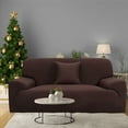 thumbnail image 3 of PiccoCasa Thick Stretch Sofa Cover 3 Seater Solid Couch Cover, Chocolate Color, 3 of 8