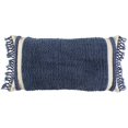 thumbnail image 1 of HomeRoots 403438 Blue Braided Stripe Macrame Fringe Lumbar Pillow, 1 of 1