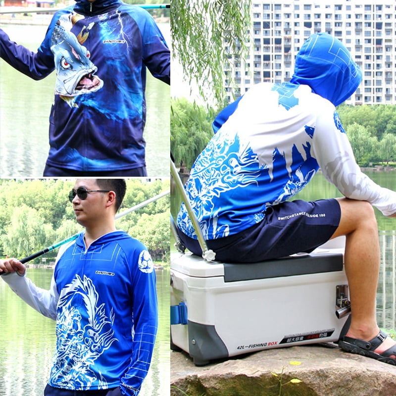 Sports Men Fishing SUV Long Sleeve Dragon style Sun Shirt Quick Dry Breathable 