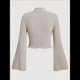 thumbnail image 4 of Camiseta Informal de Larga Acampanada con Cuello Alto y Punto Acanalado para Mujer Caqui L, 4 of 7
