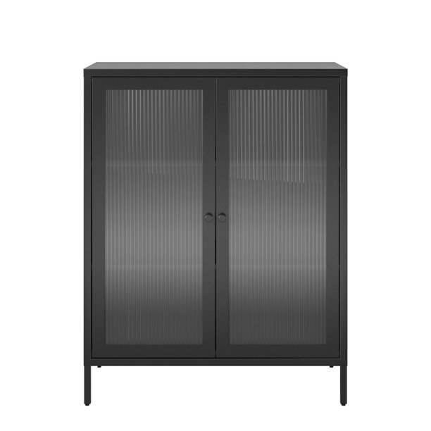 Ashbury Heights 2 Door Accent Glass Metal Locker, Black
