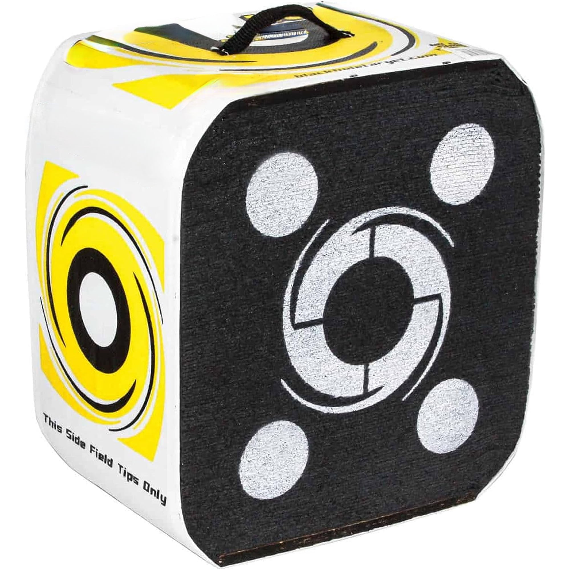 4-Sided Archery Target Uses Friction Not Force to Stop All Field Points and Broadheads Open-Face Layered Design Lightweight and Carry Strap for Portability