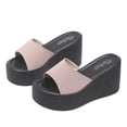 thumbnail image 5 of zttd fashion summer women sandals wedge heel thick sole fish mouth solid color multicolor casual slipper women's slipper a, 5 of 7