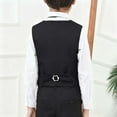 thumbnail image 4 of Boy's Formal Suit Vest Solid Dress Waistcoat Vest with Pockets for Wedding Pageant and Performance Elegant Sleeveless with Adjustable Back, Size 3-17 Years,Color:Black,16-17 Years, 4 of 7