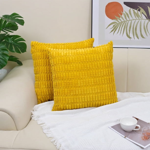 Nvzi 2 fundas de almohada de color sólido con diseño de grano de trigo simple, una funda de almohada simple en un color sólido de 19,69 x 19,69 pulgadas (amarillo)