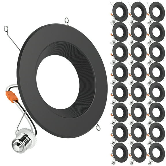 Sunco 24 Pack 5CCT Black LED Recessed Lighting 6 Inch, 2700K/3000K/3500K/4000K/5000K Selectable, Dimmable Can Lights, Baffle Trim, 13W=120W, 869 LM, Damp Rated, Retrofit Installation - UL Listed