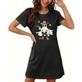 thumbnail image 4 of Sakmal Black Nightgowns for Women Halloween Breathable Lightweight Oversized Nightwear Short Crew Neck Ghost Print Short Sleeve Nightgowns S-2XL, 4 of 5