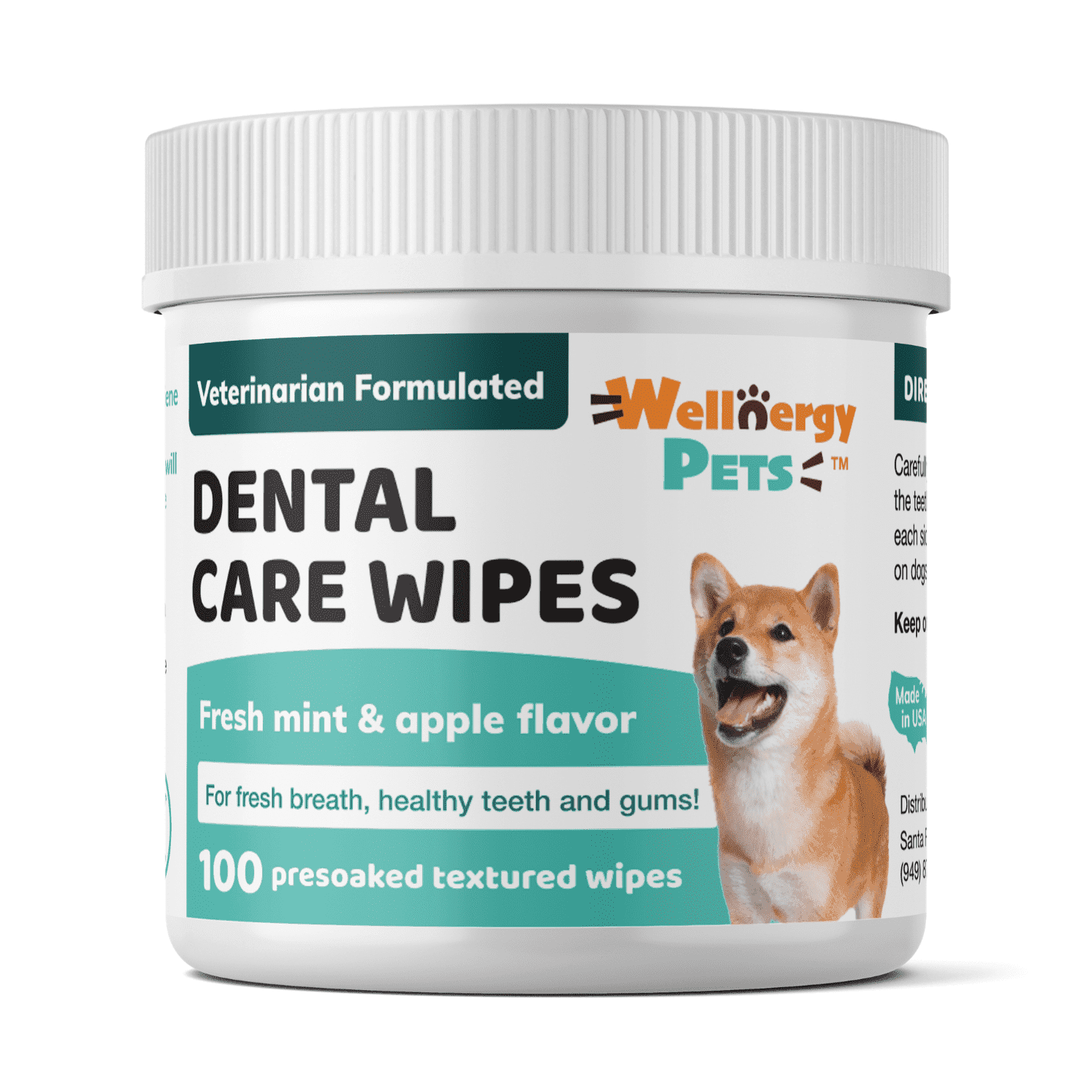 Wellnergy Pets Clean Dog Grooming Wipes Fresh Mint Scent 100 Count