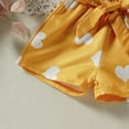 thumbnail image 5 of Youmylove Two Piece Girls Outfits Toddler Girls Valentine'S Day Fly Sleeve Ribbed Tops Hearts Printed Shorts Kids Outfits, 5 of 6