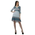 thumbnail image 3 of Moomaya Casual Printed 3/4 Sleeve Georgette V-Neck Mini Custom Dress For Women, 3 of 6