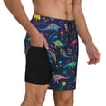 thumbnail image 2 of Vsdgher Dinosaur Flowers for Mens Swim Trunks with Compression Liner Swim Shorts Swim Suits Board Shorts-X-Large, 2 of 6