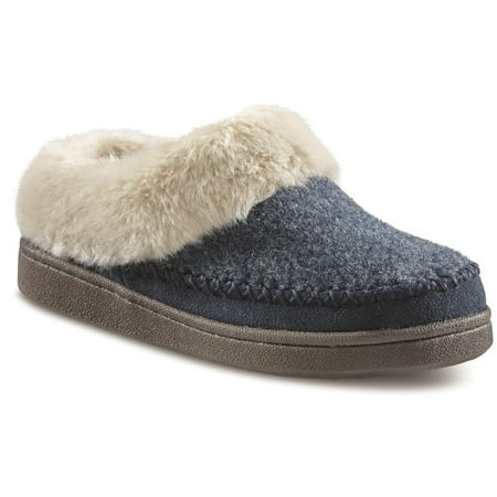 

Guide Gear Womens Faux Fur Collar Clog Slippers Plaid Fur-Lined Warm Slip-On Lounge Shoes Bedroom House Slippers Indoor and Outdoor