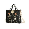 thumbnail image 7 of FORMRS Womens Corduroy Tote Bag Crossbody Shoulder Handbag with Pocket, Black Halloween Dancing, 7 of 7